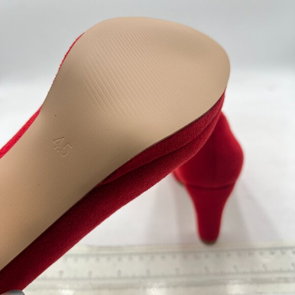 miss left Red Low Platform Chunky High Heel Slip On Closed Round Toe Pump - Picture 6 of 8